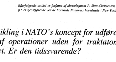 Udvikling i NATO's koncept for udførelse af operationer uden for traktatområdet. Er den tidssvarende?