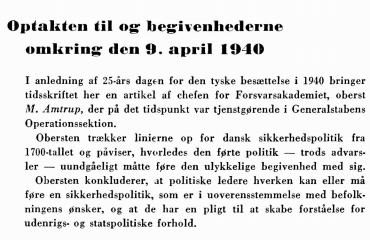 Optakten til begivenhederne omkring den 9. april 1940